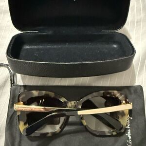 Salvatore Ferragamo Tortoise Shell Sunglasses with Case